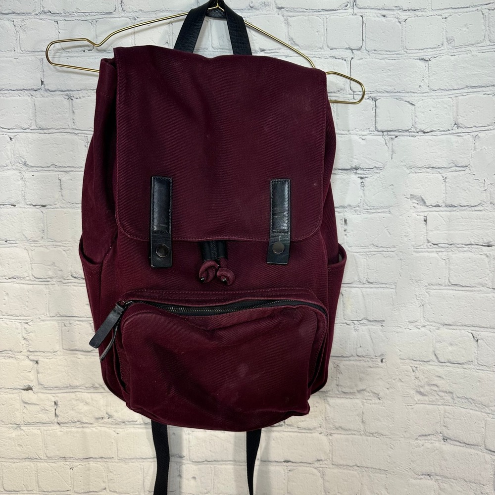 Everlane Modern Snap Backpack Burgundy Twill Laptop Bag Minimalist School Travel
